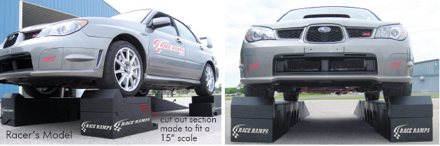 Subaru STI on Portable Pit Stop for Rally drivers crew assist